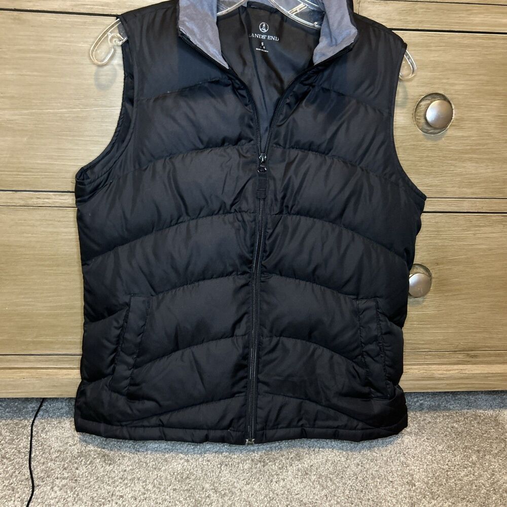 Lands’ End Women’s Down Insulated Puffer Vest Black Size Small